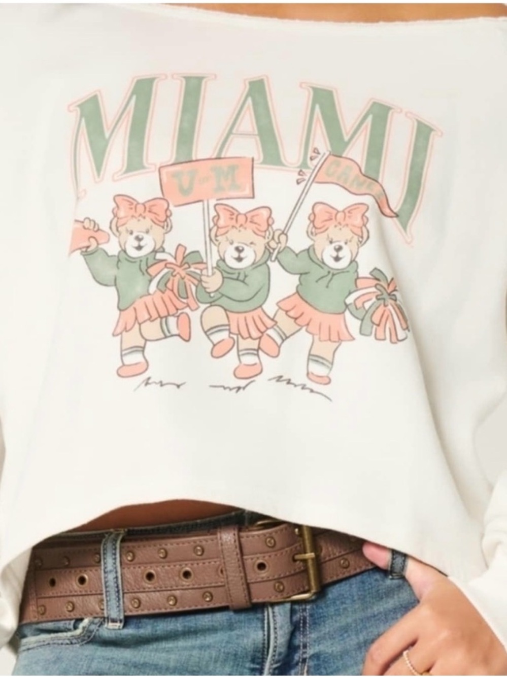 U Miami Bear Graphic Cropped Sweatshirt size small from Hollister NWT